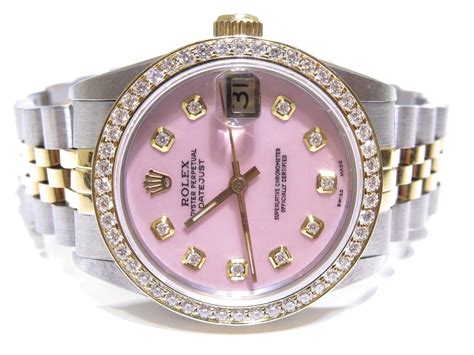 women's rolex pink face|pink rolex watch with diamonds.